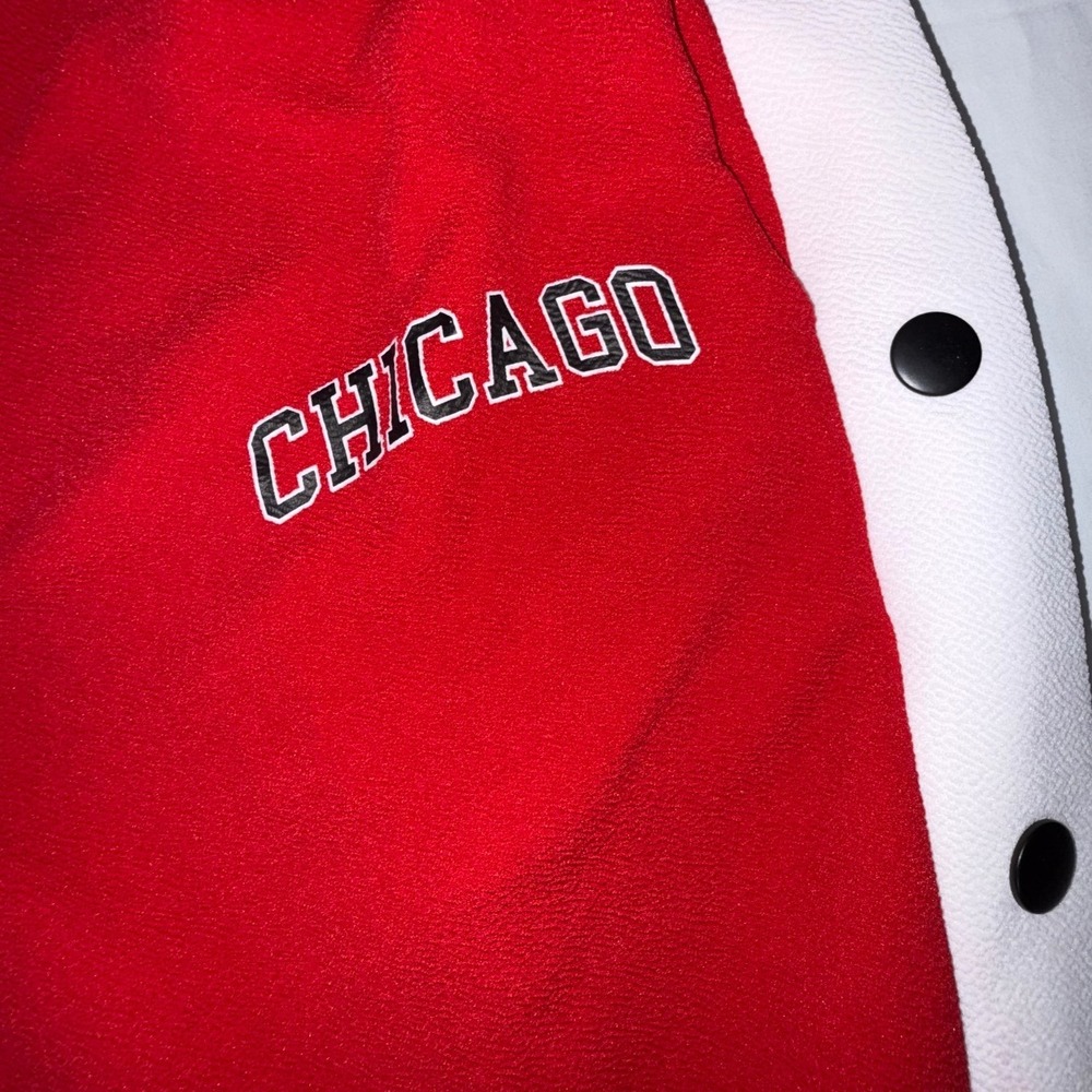 Lazy Sunday Chicago Snap Side Track Pants Womens Size S Red White Wide Leg